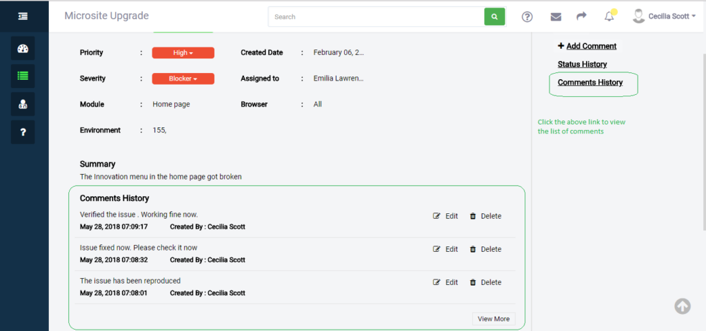 Issue View Page