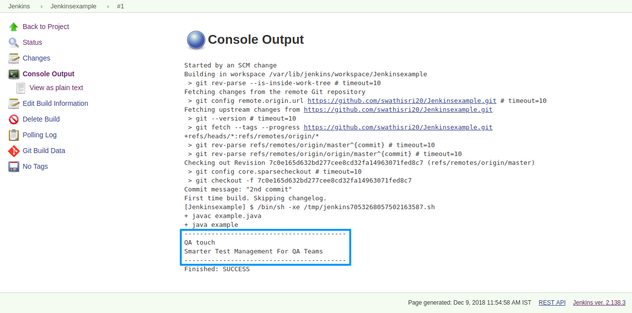 Jenkins - Build output