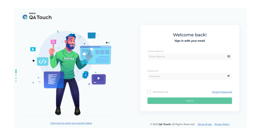 QA Touch login page