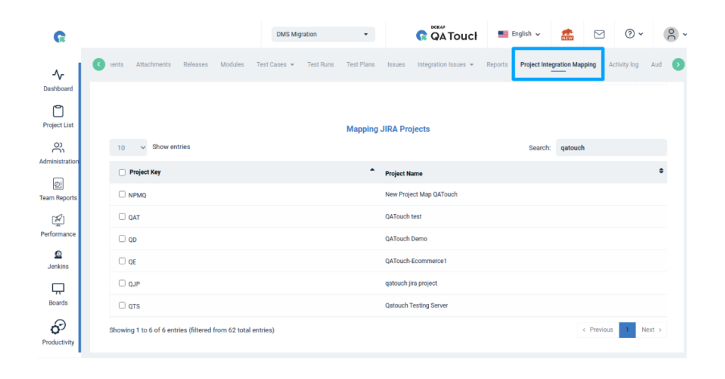 QA Touch Integration