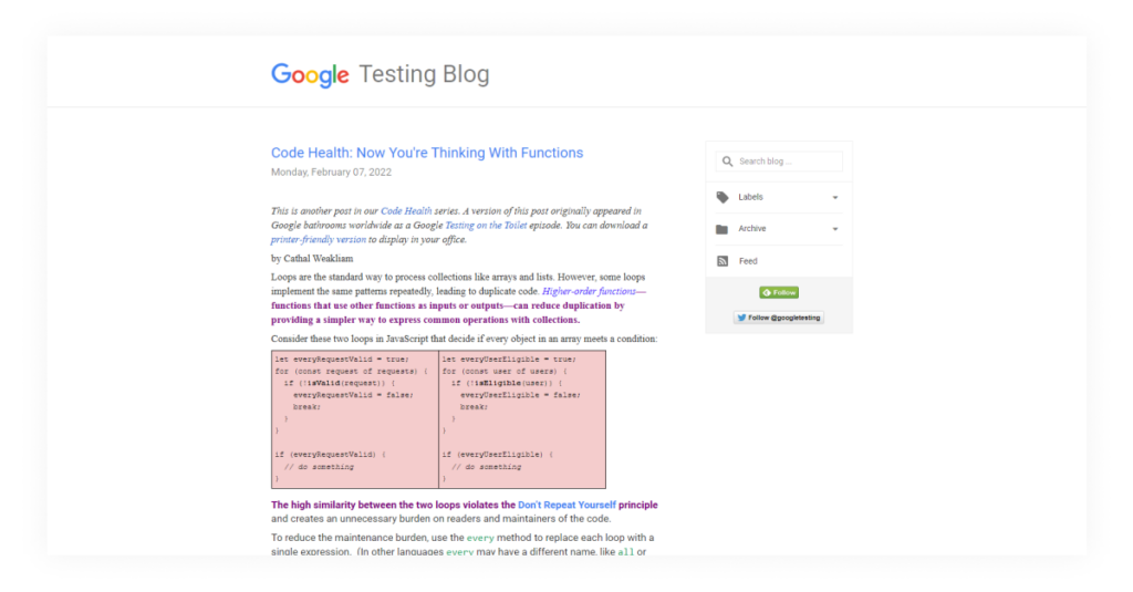 Google Testing Blogs