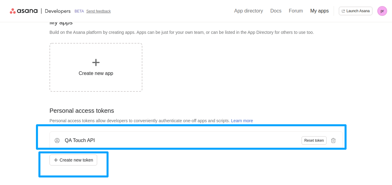 Asana QA Touch list