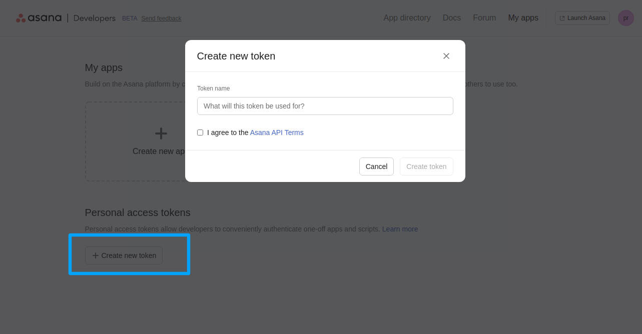 Asana popup