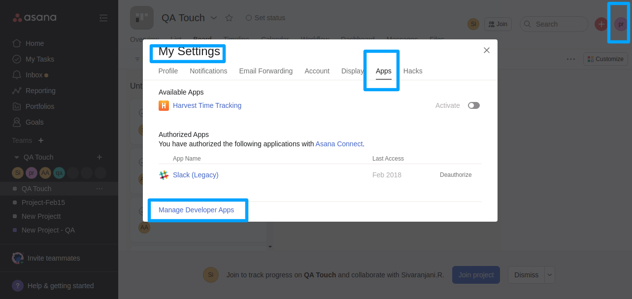 QA Touch Asana