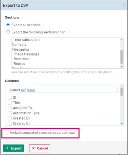 Data migration export to CSV