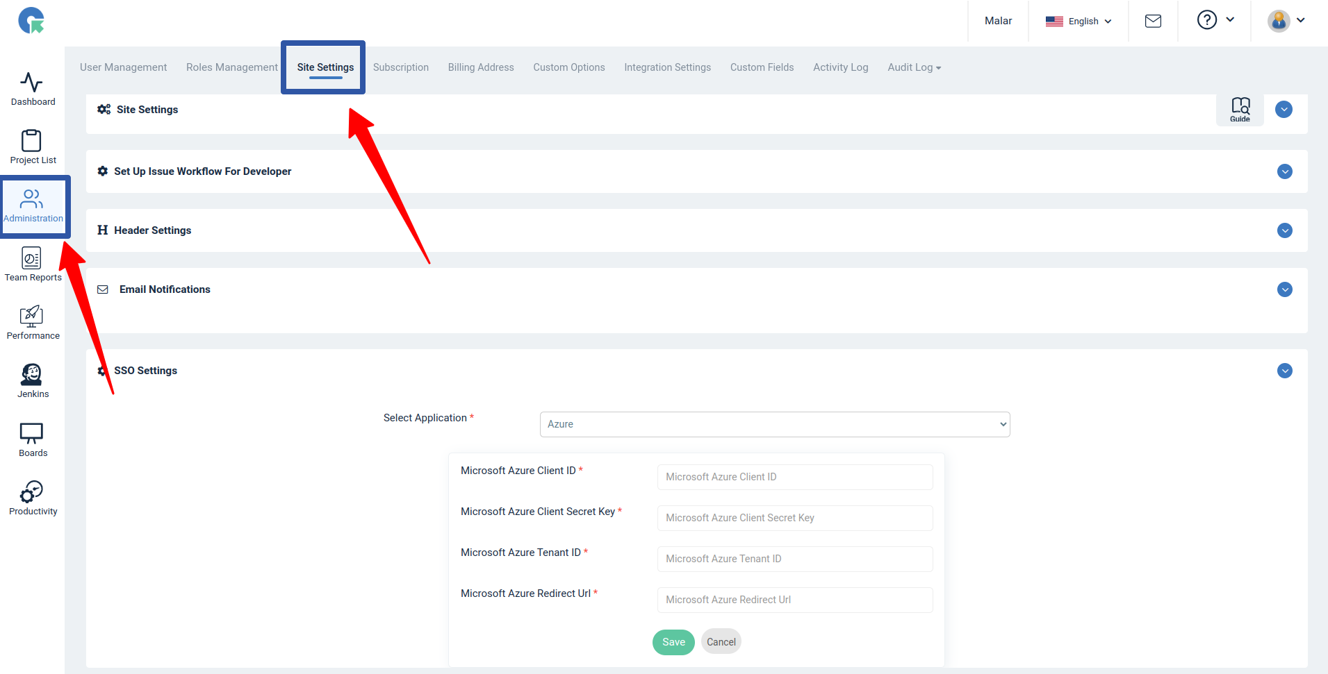 QA Touch login page 