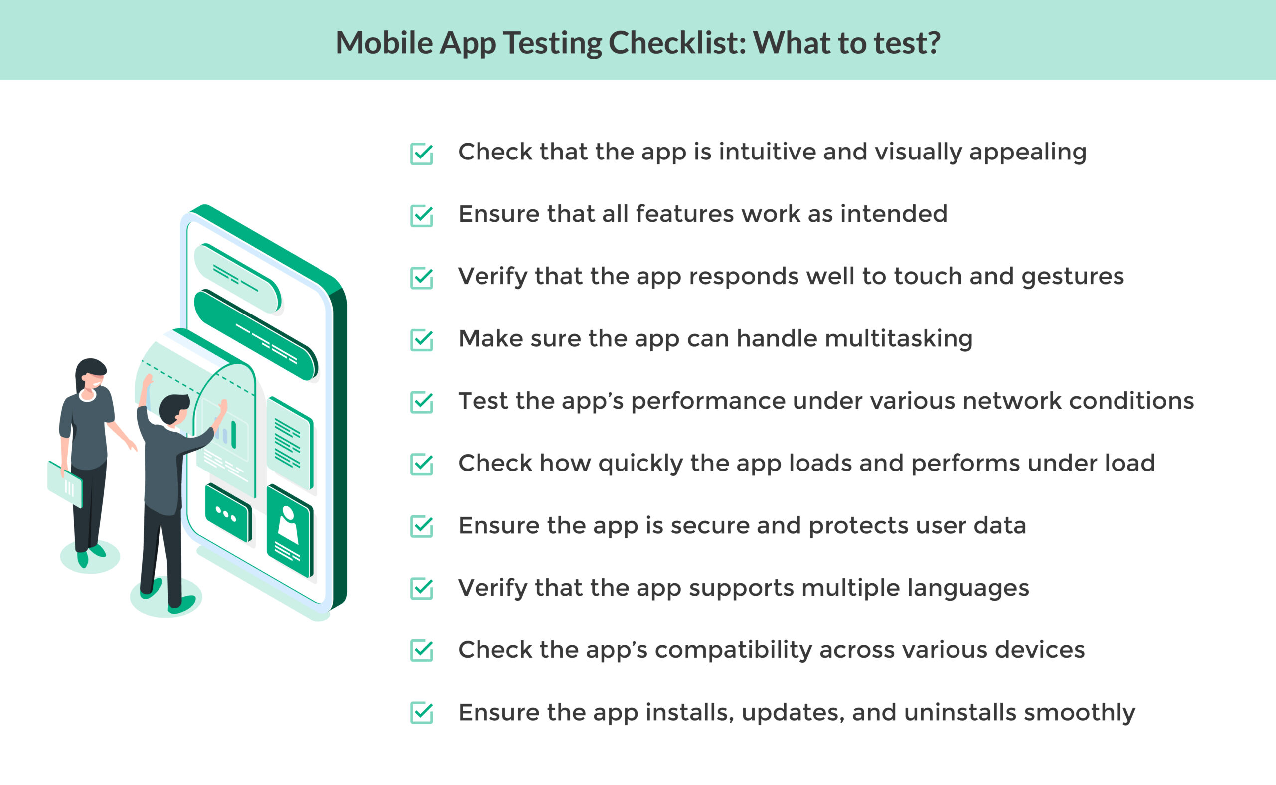 Mobile app testing checklist - what to test 