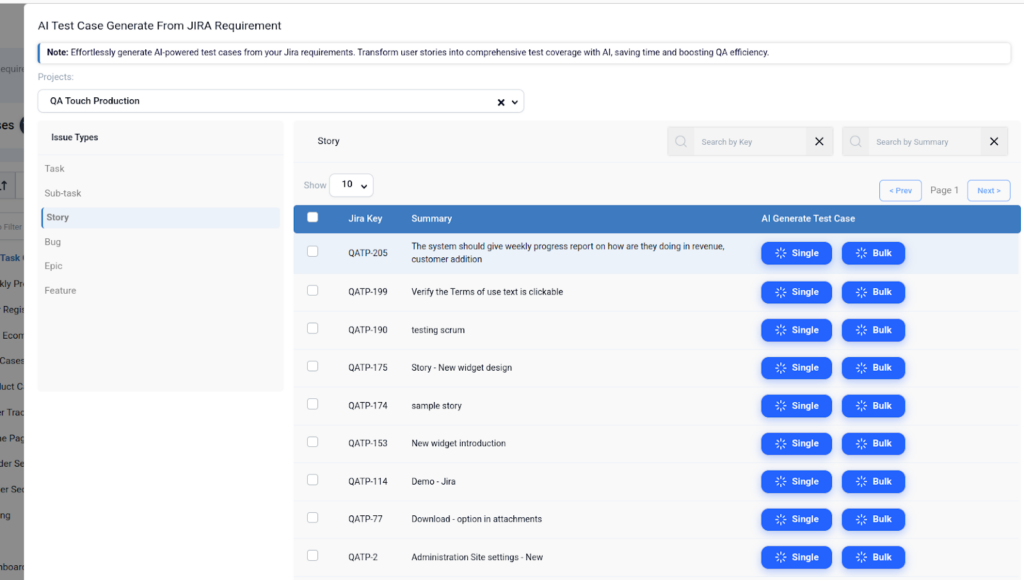 AI Test Case Generate From JIRA EPIC