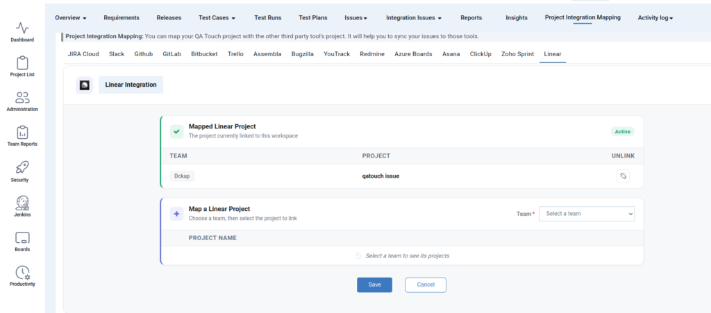 Linear Integration in QA Touch-11