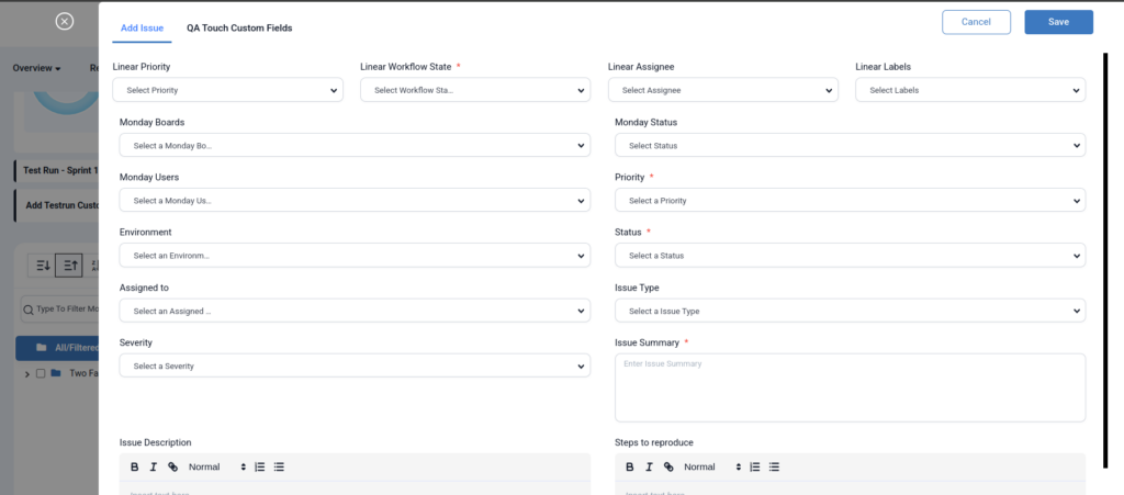 Linear Integration in QA Touch-14