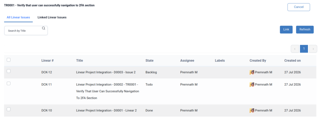Linear Integration in QA Touch-18