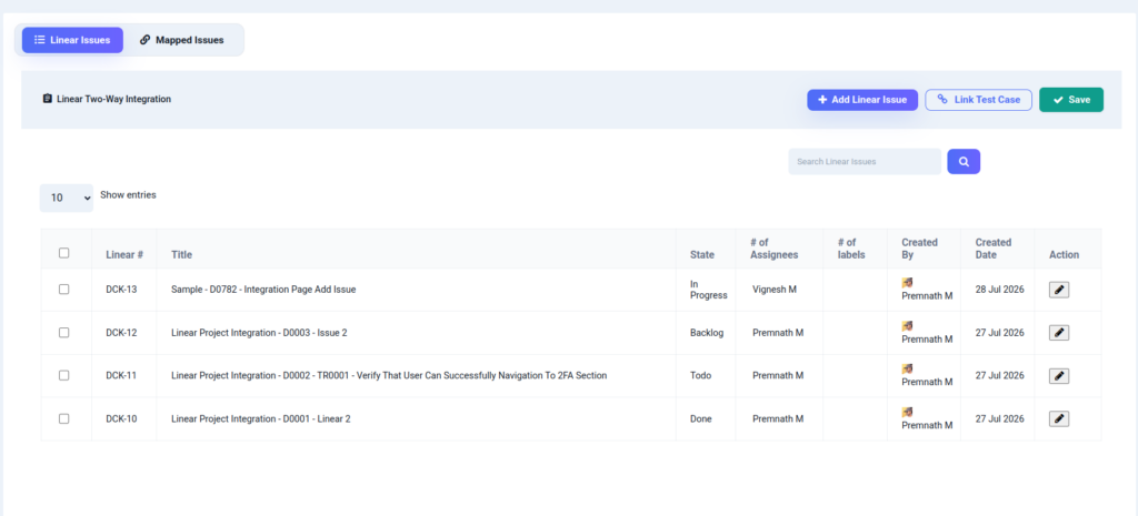 Linear Integration in QA Touch-21